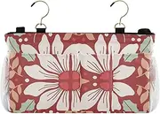 GuoChe Bedside Table Caddy Merry Christmas Red Flowers Hanging Bag Organizer for Bunk and Hospital Beds,Dorm Rooms Bed Rails