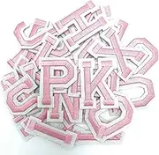 Iron on Letters, 52 Pcs Alphabet Patches with Ironed Adhesive, Decorate Repair Patches for Shirts Jackets Hats Jeans Shoes Bags(Pink)