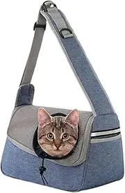 Krujecnt Cat Sling Carrier - Shoulder Bag Pet Sling Carrier,Breathable Travel Pet Carrier, Adjustable Dog Carrier, Dog Carry Bag Puppy Carrier with Storage Pocket, Travel Accessories