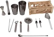 Bartender Kit, Stainless Steel, Cocktail Shaker Set, with Stand, rustsProof, Dishwasher Safe, Bar Tool Kit for Home, Party
