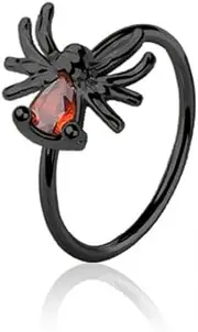 [Pierced Owl] 20GA 316L Stainless Steel CZ Crystal Red Belly Spider Bendable Nose Ring