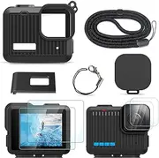 FiTSTILL Silicone Sleeve Rubber Case for Go Pro Hero,Protective Housing Case Replace Battery Side Cover&Screen Protectors& Lens Caps&Lanyard for Hero-4K Accessories Kit
