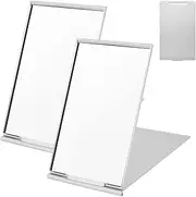 Pack of 2 Travel Mirrors, Compact Mirrors, Foldable, Portable Camping Mirror, Ultra Thin and Durable Mirror, Hand Mirror, Small Foldable, 10 x 7 cm