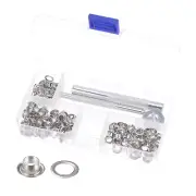 Grommet Kit 100 Sets 4mmx8mm Metal Grommets Eyelets with 3 Tools, Silver Tone