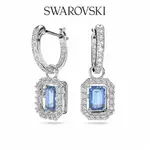 SWAROVSKI 施華洛世奇UNA 水滴形耳環, 八角形切割, 藍色, 鍍白金色