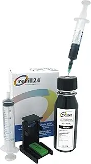 refill24 Refill Kit: Refill Ink 100ml for HP 302 302 XL Black / Multipack + Accessories + Instructions Refill Set with Printer Ink for DeskJet OfficeJet Envy