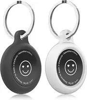 sieeck New Airtag Keyring Protective Case Compatible with Apple AirTags 2021, [2-Pack] Anti-Scratch Air Tag Holder Accessories Protective Skin Cover Airtags Keychain