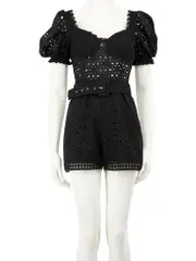 Black Broderie Anglaise Playsuit