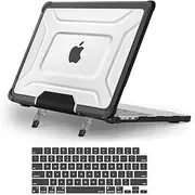 MOSISO Compatible with MacBook Air 13 inch Case 2025-2022 M4 A3240 M3 A3113 M2 A2681, Shockproof Heavy Duty TPU Bumper Dots Plastic Shell with Foldable Stand&Keyboard Cover for MacBook Air 13.6, Black