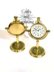 Clock Brass Desk Table Vintage Quartz Antique Mantle Nautical Alarm Bulova Gold