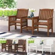 ALFORDSON Wooden Garden Bench Loveseat Outdoor Chairs Table Set Patio Furniture