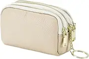 [HYZBZJ] Mini Coin Purse, top Layer Cowhide Women's Multifunctional Genuine Leather Coin Bag Cute Coin Purse Keychain(White)