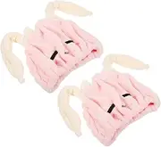 TOGEVAL 2PCS Ultra Absorbent Hair Drying Cap for Quick Drying Kawaii Hair Turban Soft and Comfortable for Home and Travel Use