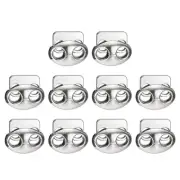 10Pcs Alloy Spring Cord Lock Ends Toggle for Shoelaces Bright Silver 17x15x7mm