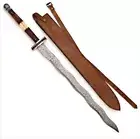 Handmade Damascus Steel Kris Sword | Wavy Blade | Custom Leather Sheath