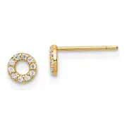 14K Yellow Gold Madi K Circle Cz Post Earrings