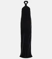 [Ann Demeulemeester] Ann Demeulemeester Halterneck velvet maxi dress AU 16 black
