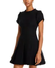 Cinq a Sept Nova Fringe Trim Boucle Mini Dress