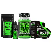 Beard Growth Kit w/BIOTIN Beard Balm for Men 2X Beard Thickener & Beard Softe...