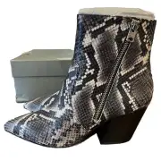 NWT ALLSAINTS Aster Snake Embossed Leather Bootie 7 38 348