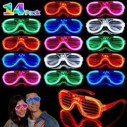 Makorobi 14Pcs LED Glasses Light up Party Glasses in 5 Colour Light up Glasses for Birthday Christmas Concert Glow in the Dark Party Supplies for Neon Party Decorations