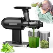 Slow Masticating Juicer, 150W Juicer Machines with 600ML Juice Cup & 400ML Pulp Basin, 80rpm, Easy to Clean, Electric Citrus Juicer Cold Press Juicer Machine for for Lemon, Orange