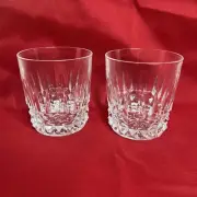 Lot of 2 Cristal D'Arques Low Ball Whiskey Glasses Lead Crystal Tumblers Barware