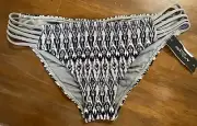 Ambrielle NEW Women's Small Black White Silver Geometric Bikini Swim Bottom