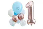 Ginger Ray: Blue and Rose Gold First Birthday Balloons