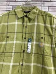 Carhartt mens M shirt Rugged Flex Button Up Green Short Sleeve Light NWT