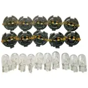 5/8" Dash Bulb Sockets With #194 Bulbs Qty-10 Sockets & 10 Bulbs For Mopar #1565