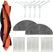 10 Pack Accessories Kit for Xiaomi E10 E12 B112 Robot Vacuum Replacement Spare Parts, 1 Main Brush, 4 Side Brushes, 3 Filters, 2 Mop Clothes
