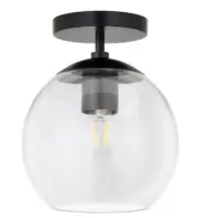 Meyer&Cross Bartlett 9 in. 1-Light Matte Black and Clear Glass Semi-Flush Mount