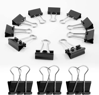 40 Pack Extra Small Binder Clips Black Paper Clips, 5/8 Inch / 15mm, 40