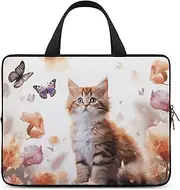Laptop Case Sleeve Shockproof Computer Carrying Bag Cute Kitten Butterfly Notebook Case Cover Laptop Bag Water Resistant Computer Cases Tablet Briefcase for Travel Business 13 Inch, Cute Kitten