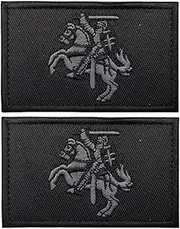 [YOYUMI] Lithuania Flag Embroidered Patch, Tactical Morale Patch, Suitable for Military Equipment Accessories Pack of 2 - Crusader Knight