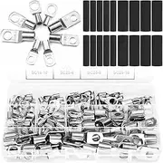 220Pcs Copper Wire Lugs Battery Cable Ends Metal Battery Copper Cable Lugs Assortment Kit Durable Ring Terminals Connectors Kit Battery Cable Ends Eyelets for Car Boat Home