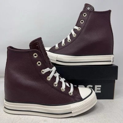 Converse Women's Chuck Taylor All Star Wedge Platform Leather High-Top Burgundy
