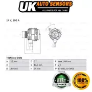 Fits Fiat Doblo Bravo Grande Punto Ducato Alfa Romeo MiTo Alternator AST