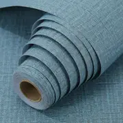 61cm x 10m Wallpaper Decor Faux Grasscloth Paper Wall Paper Self Adhesive Removable Blue
