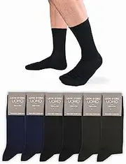 [LEON D'ORO] Men's Cotton Short Socks 6 Pairs Lightweight Short Socks Scotland Yarn Dots Stripes Pattern Made in Italy