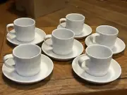 NEW Crate & Barrel Verge Espresso Cup and Saucer Set Made in Sri Lanka Set of 6