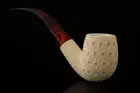 Lattice Bent Billiard Block Meerschaum Pipe with fitted case 14358