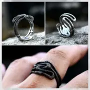 Vintage Titanium Snake Ring Domineering Stainless Steel Fashion Open-ended Ring