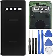 Ubrokeifixit Compatible Housing Rear Glass Back Door Cover with Camera Glass Lens for Samsung Galaxy S10 6.1" G973U G973W G973F G973U1 G973N G973F/DS(NOT for S10+ 6.4"/S10e 5.8") (Black)