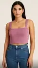 Zara Ribbed Mauve Pink Knit Crop Top Tank Size Small Square Neck Sleeveless