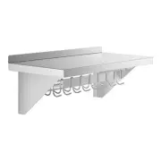 15" x 36" Stainless Steel Wall Mounted Pot Rack with Shelf & 18 Galvanized Hooks