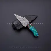 Rare!! Custom Handmade Damascus Steel Skinner Knife Wood and Resin Handle