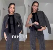 ZARA NEW WOMAN SEQUINNED DENIM JACKET ZW COLLECTION GREY XS-XL 4877/257