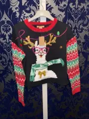 Women's Jollidays Long Sleeve Black Pullover Sweater Size L Christmas (56)